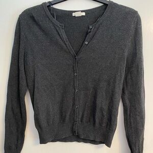 H&M Charcoal Button‑Front Cardigan – Size Small